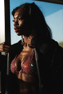 Simone looking out window