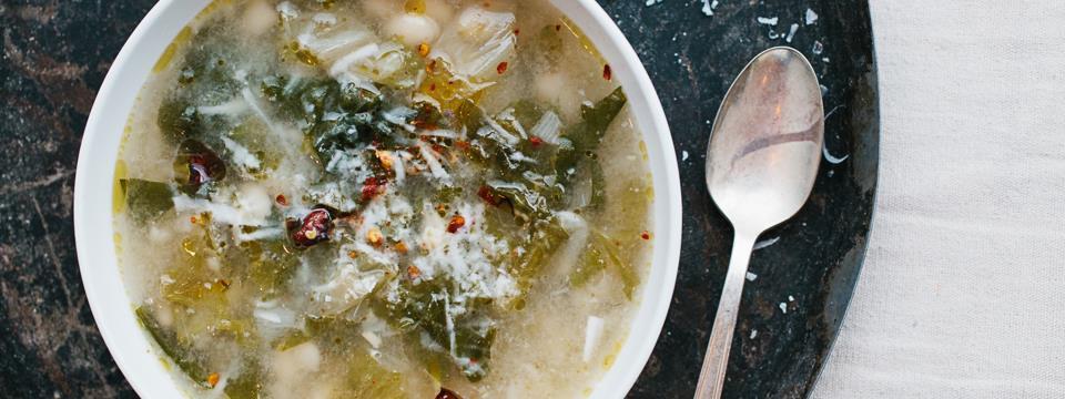 soup, white bean, escarole, healthy, vegetarian