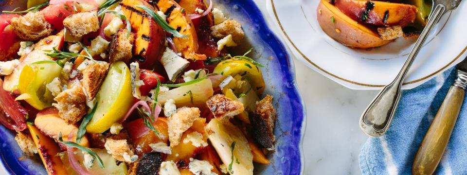 heirloom, peach, recipe, dish, salad,