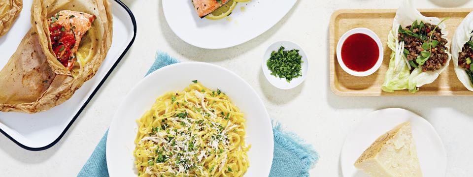 dinner recipes, salmon, quinoa carbonara, asian lettuce wraps