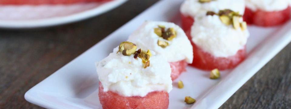 watermelon ricotta bites